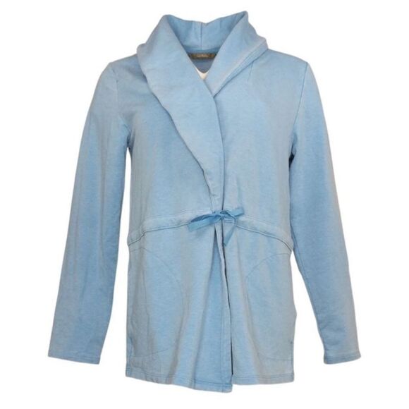 AnyBody Women's Top Sz S Washed French Terry Shawl Collar Blue - Picture 1 of 1